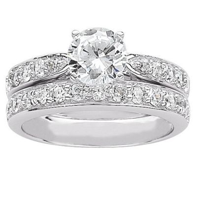 platinum over sterling silver bridal set