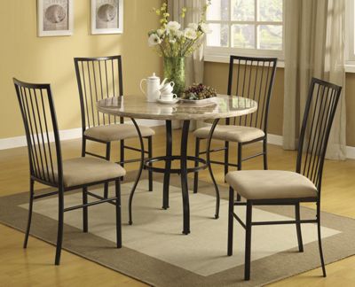 5 Pc Dining Set with Faux Marble Top