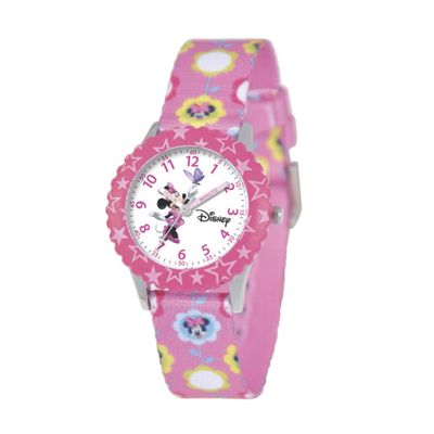 personalized floral pink disney minnie watch