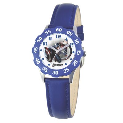personalized blue leather strap captain america watch