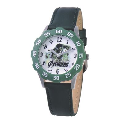 personalized green black leather strap marvel hulk watch