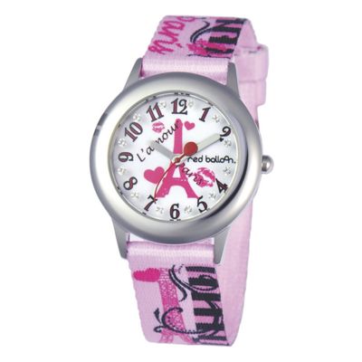 Personalized Red Balloon Pink Black Watch