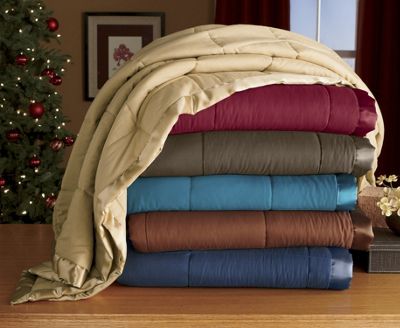 satin trimmed down alternative blanket
