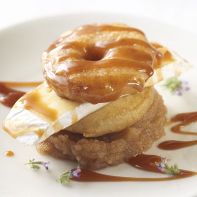 Wisconsin Brie with Crispy Apple Fritters Salted Caramel and Apple Butter