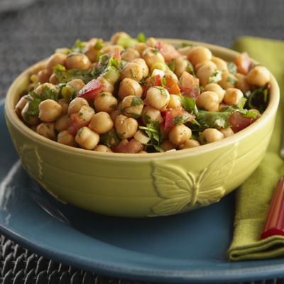 Garbanzo Tomato and Cilantro Salad with Lime and Chile Dressing