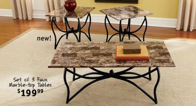 Set of 3 Faux Marble-top Tables