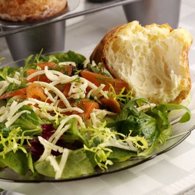 Smoked Salmon Salad with Dill Havarti Popovers