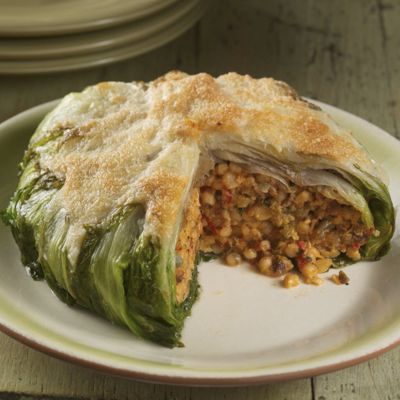 Stuffed Escarole with Fregola and GranQueso Cheese