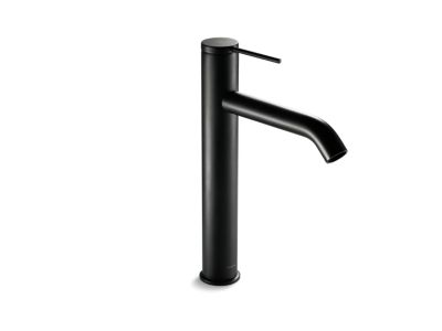 Tall lavatory faucet in matt black with Manchester United Football Club logo