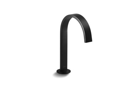 Lavatory faucet with curved spout in matt black finishing