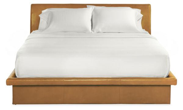 Merrick California King Bed in Brighton Camel Leather