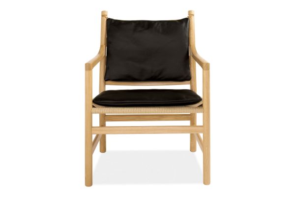 Hans Wegner CH44 Ladderback Seat and Back Cushion in Black Leather