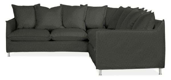 Brisbane L-Shaped Sectional w/ R-Arm Corner Sofa, 98x98 in Sunbrella Canvas Coal