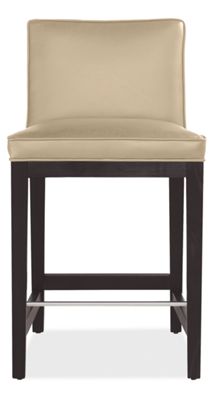 Ansel Low-Back Counter Stool in Lil Pearl Leather with Ebony Legs