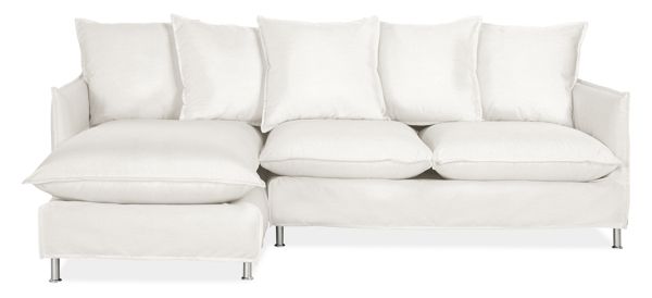 Brisbane Sofa with Left-Arm Chaise, 93" in Sunbrella Canvas White