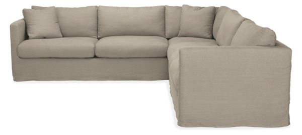 Clive 114x114" 2PC Sectional w/Left-Arm Corner Sofa Slipcovered in Glinda Metal