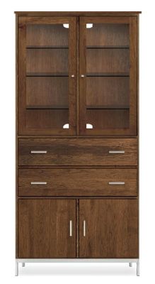 Linear Custom 20SQ Modular 84h 40x20 Cabinet in Walnut w/Stainless Steel Base