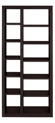 Woodwind 72h 32x17 Open Double Narrow Bookcase in Ebony