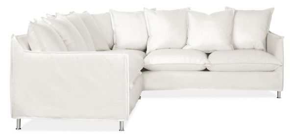 Brisbane L-Shaped Sectional w/ LA Corner Sofa, 98x98 in Sunbrella Canvas White