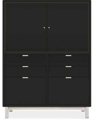 Copenhagen Custom 52h 39x20 Two-Door/Six-Drawer Cabinet in Ebony w/SS Base