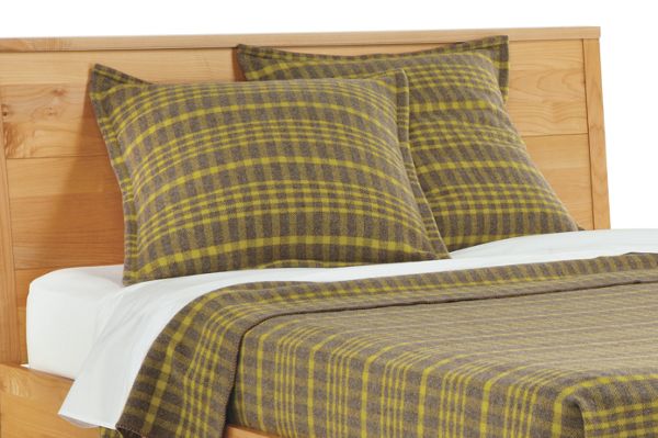 Washable Wool Taupe/Pear Plaid Blanket & Sham