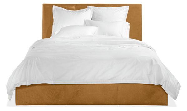 Wyatt King Low Headboard Bed in Pioneer Cognac Leather for 78" Mattress