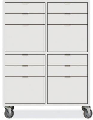 Copenhagen Custom 52h 39x16 8-Drawer/4-File Drawer Cabinet in White on Casters