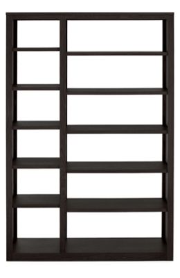 Woodwind 72h 48w Open Double Bookcase in Ebony