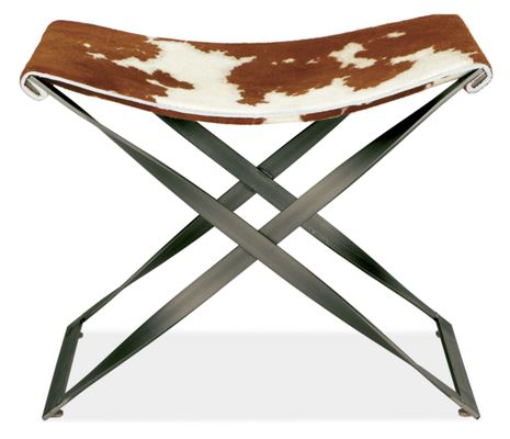 Karr Stool in Cowhide with Gunmetal Base