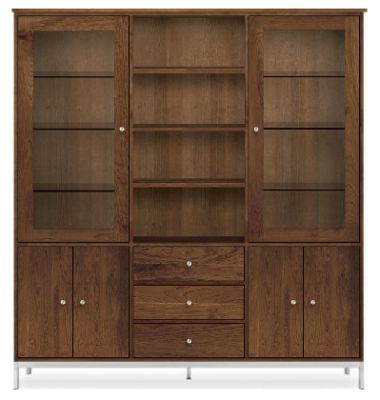 Linear Custom 25SQ Modular 80h 74x20 Cabinet in Walnut w/Stainless Steel Base