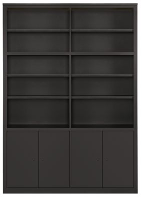 Woodwind Custom 86h 72x17 Bookcase in Ebony with Natural Steel Knobs