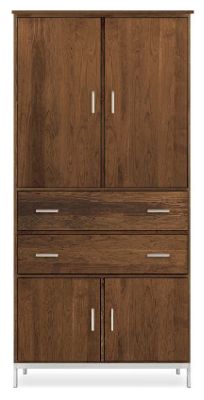Linear Custom 20SQ Modular 84h 40x16 Cabinet in Walnut w/Stainless Steel Base