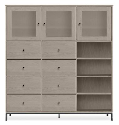 Linear Custom 25SQ Modular 80h 74x20 Cabinet in Shell w/Natural Steel Base