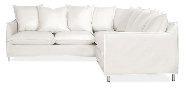 Brisbane L-Shaped Sectional w/ RA Corner Sofa, 98x98 in Sunbrella Canvas White