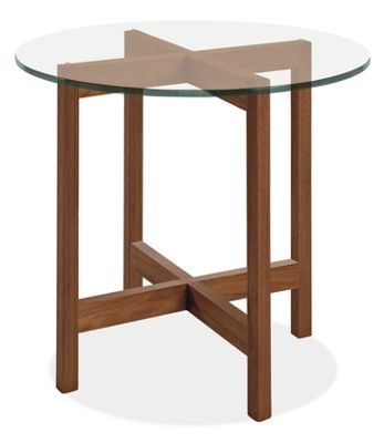 Nash 27r 24h End Table in Walnut with Glass Top