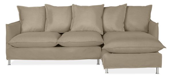 Brisbane Sofa with Right-Arm Chaise, 93" in Sunbrella Canvas Taupe