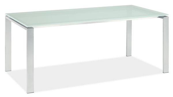 Rand Custom 77x20 30h Dining Table in Stainless Steel with Frosted Glass Top