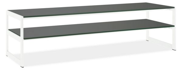 Voss 55x18 15h Two-Tier Cocktail Table in White with Grey Glass Top