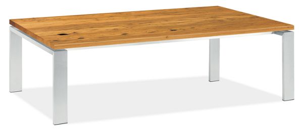Rand Custom 60x24 17h Accent Table in Stainless Steel w/Reclaimed Chestnut Top