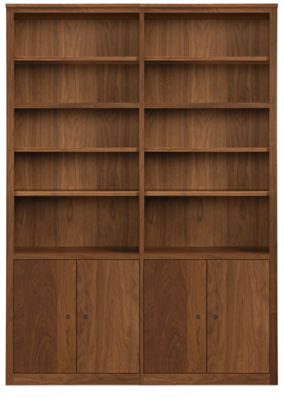 Woodwind Custom 86h 72x12 Bookcase in Walnut with Natural Steel Knobs