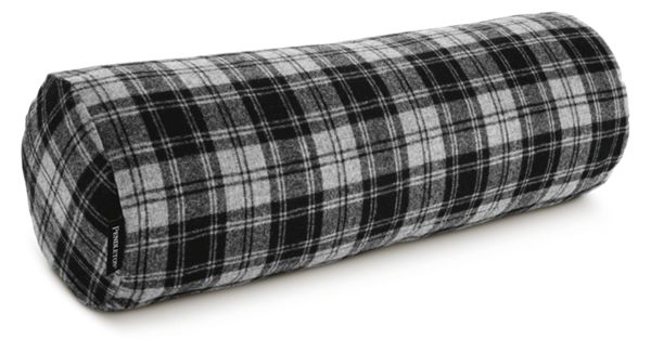 Wool Grey Plaid Bolster Pillow