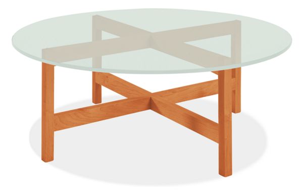 Nash 42r 16h Cocktail Table in Cherry with Frosted Glass Top