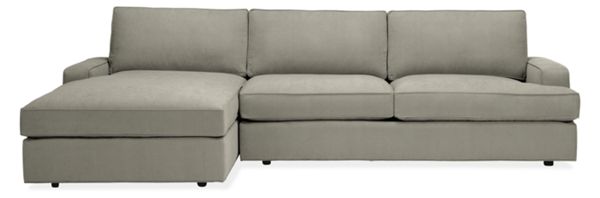 Levin 115" Sofa with Left-Arm Chaise in Dayne Cement