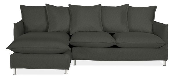 Brisbane Sofa with Left-Arm Chaise, 93" in Sunbrella Canvas Coal