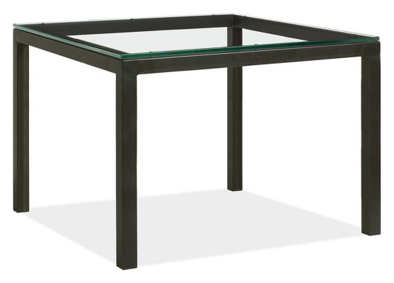Parsons Custom 50sq 29h Dining Table with Clear Glass Top