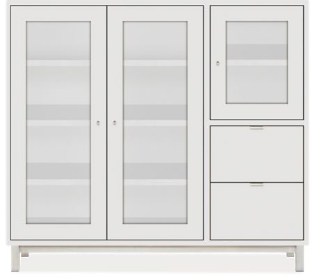 Copenhagen Custom 52h 58x16 Three-Door/Two-Drawer Cabinet in White w/Alum Knobs