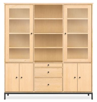 Linear Custom 25SQ Modular 80h 74x20 Cabinet in Maple w/Natural Steel Base