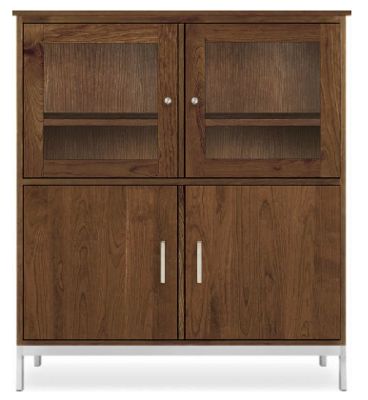 Linear Custom 20SQ Modular 46h 40x20 Cabinet in Walnut w/Stainless Steel Base