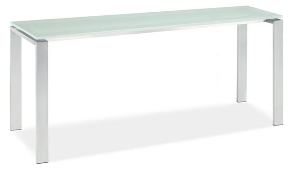 Rand Custom 95x24 35h Console Table in Stainless Steel with Frosted Glass Top