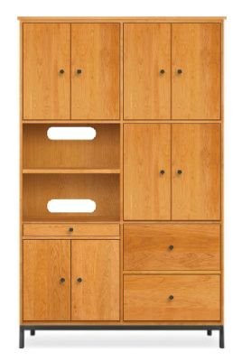 Linear Custom 25SQ Modular 80h 50x20 Cabinet in Cherry w/Natural Steel Base